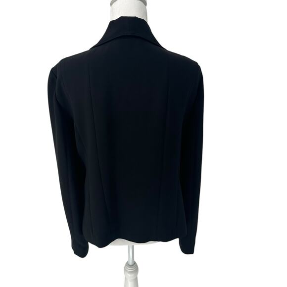 DKNY Black Crepe Draped Open Front Blazer Large - Picture 4 of 7